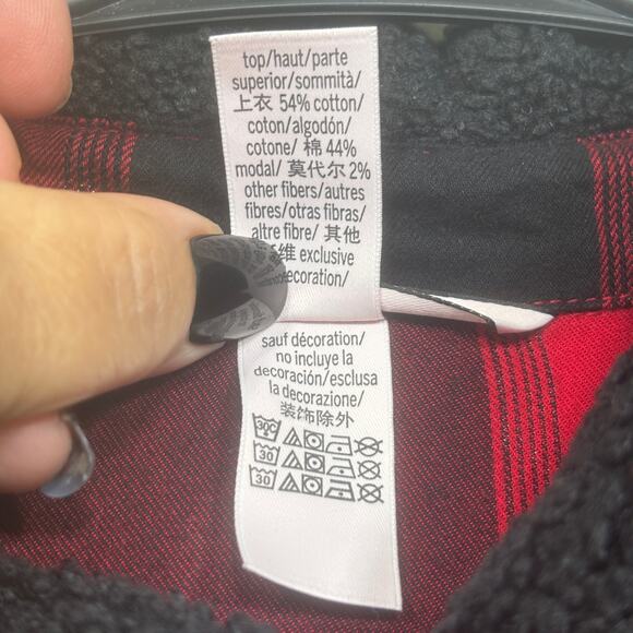 Victoria Secret Womens Plaid Flannel Button Y2K Top Medium Red Black Grunge - Picture 5 of 7